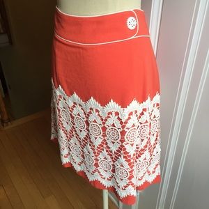 Anthropologie Terra-cotta Lace Skirt